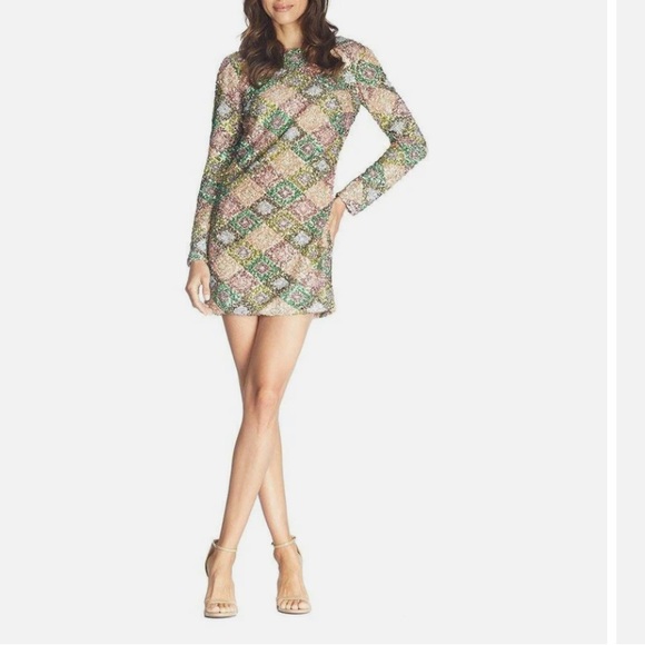 Dress The Population Kensie Long Sleeve Cowl Back Mini Dress Size Small NWOT - Picture 1 of 16